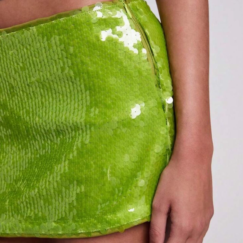 Green Sequin Mini Skirt